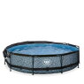 EXIT Stone pool ø360x76cm with filter pump and canopy - grey