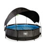 EXIT Black Wood pool ø300x76cm with filter pump and canopy - black