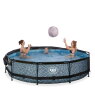EXIT Stone pool ø360x76cm with filter pump and canopy - grey