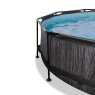 EXIT Black Wood pool ø300x76cm with filter pump and dome and canopy - black