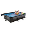 EXIT Black Wood pool 300x200x65cm with filter pump and canopy - black