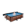 EXIT Wood pool 220x150x65cm with filter pump and canopy - brown