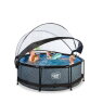 EXIT Stone pool ø244x76cm with filter pump and dome - grey