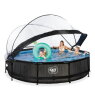 EXIT Black Wood pool ø360x76cm with filter pump and dome - black