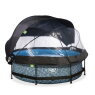 EXIT Stone pool ø300x76cm with filter pump and dome and canopy - grey