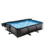 EXIT Black Wood pool 300x200x65cm with filter pump and dome and canopy - black