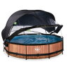 EXIT Wood pool ø360x76cm with filter pump and dome and canopy - brown