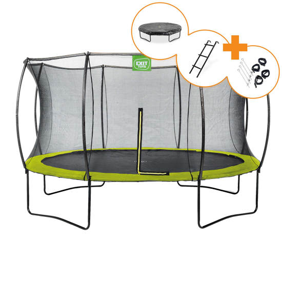 When you purchase the EXIT Silhouette trampoline in lime, you will temporarily receive three handy accessories for free.